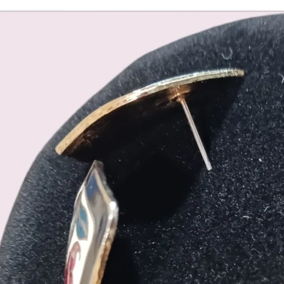 SOLD Vintage Cloisonne Floral Earrings by Sea Gems SG - Picture 7 of 11